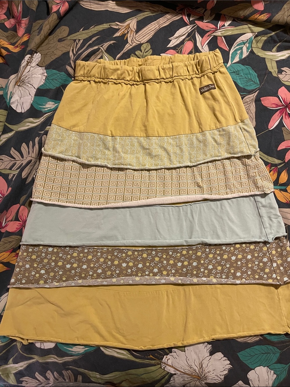 Matilda Jane Yellow Tiered Patchwork A-Line Skirt